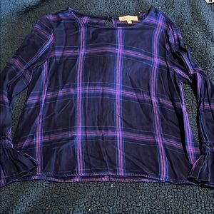 Philosophy Purple and Blue Long Sleeve Boxy Blouse